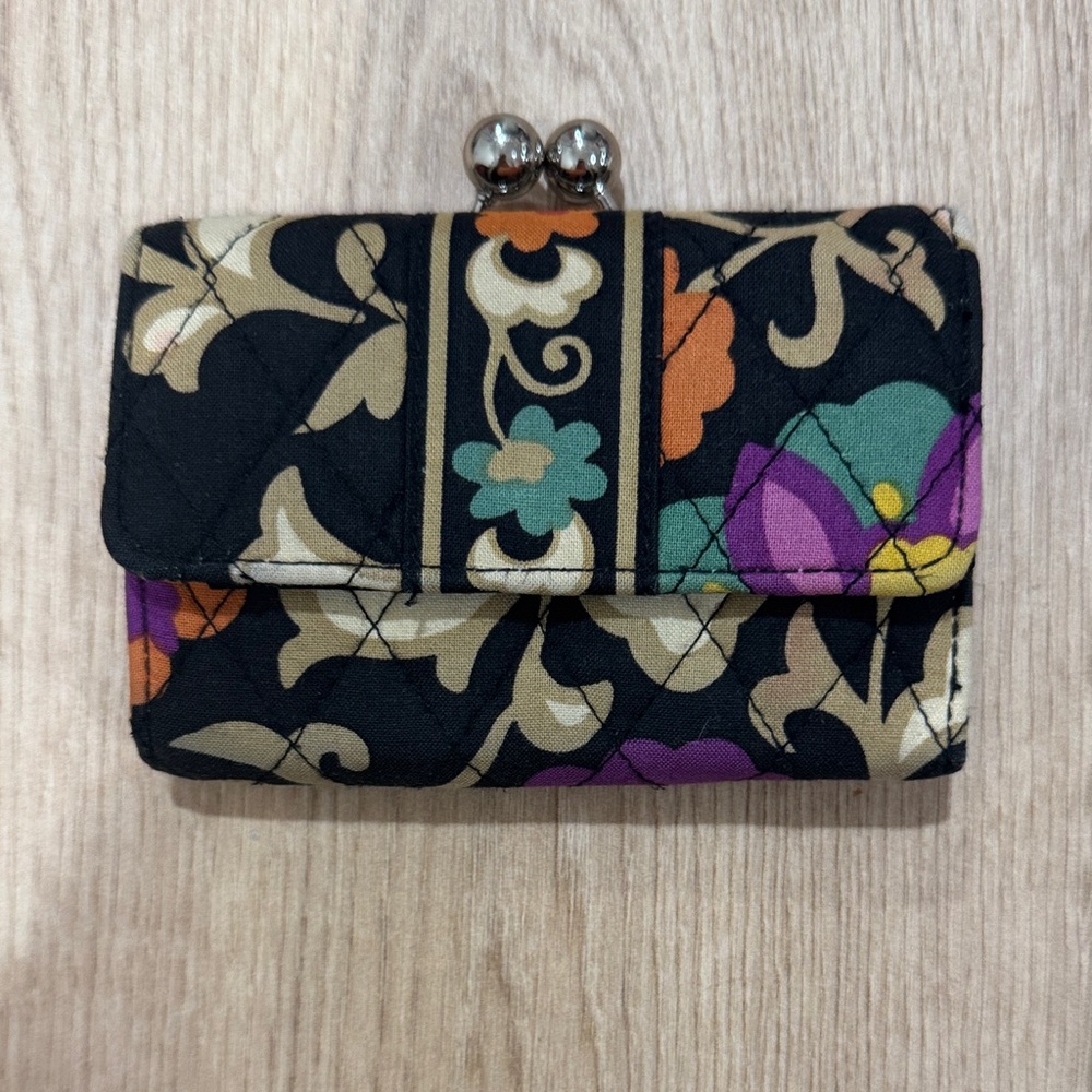 Vera Bradley Black Floral Quilted Clutch